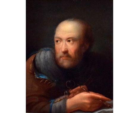 Attributed to Guiseppe Nogari,(1699 -1763, Italian) Portrait of an Artist holding a porte crayon and a pair of Lorgnettes, in