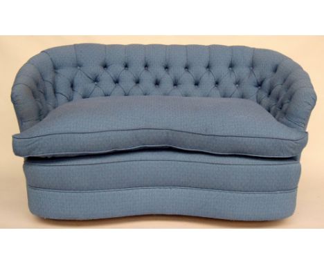A buttonback two seater salon sofa upholstered in blue 140cmW