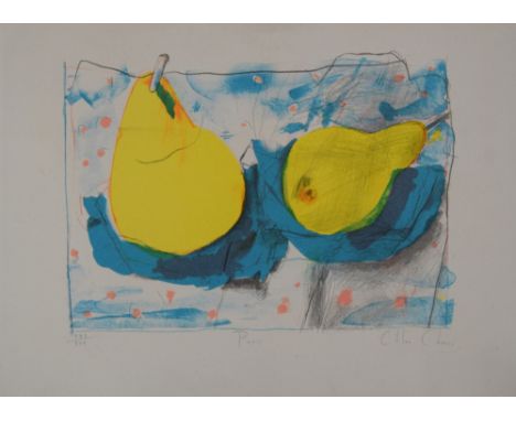 Chloe Cheese (Contemporary, British), Pears, lithograph, signed and editioned on the mount 322/500, 21 x 29cm