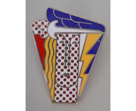 Pop Art interest: Roy Lichtenstein (1923-1997), 'Modern Head Brooch', enamel metal brooch, 1968, with the artist's incised si