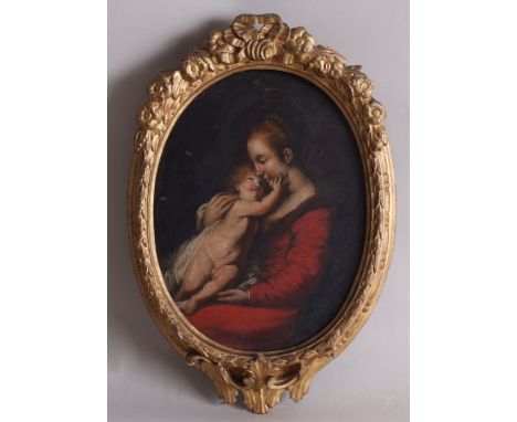 Follower of Bernardo Strozzi (1582-1644, Italian) The Madonna and Child, oil on board, framed, 25 x 20cmStrozzi was born in G