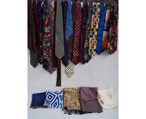 Collection of gentleman's silk scarves and ties from Gucci, Austin Reed, Nina Ricci amongst others.