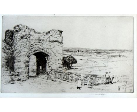 A print entitled 'The East Gate Winchelsea, signed in pencil in margin lower right, 18,5 x 31 cm, framed and glazed