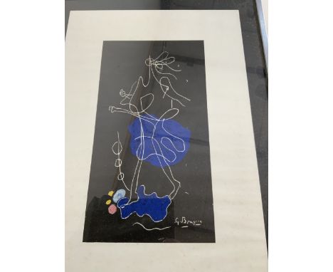 A lithograph after Gerorges Bracque W:15cm x H:28cm Dimensions of image 