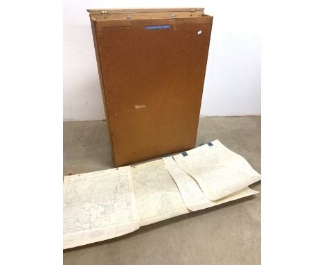 A large collection of ordnance survey sheet maps in storage case. 