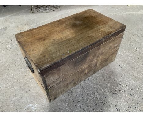 A vintage pine tool chest and tools. W:64cm x D:36cm x H:34cm