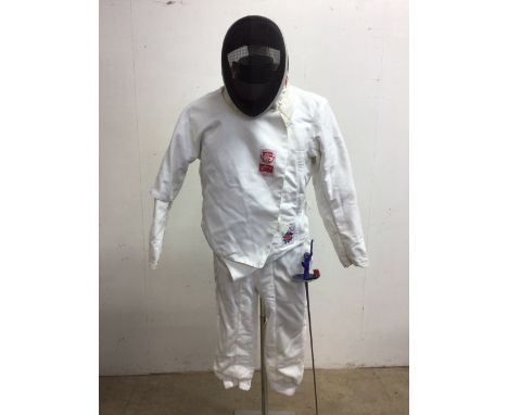 Quantity of fencing uniform, to include Allstar Helmet, Leon Paul jacket, Allstar Plastron under arm protector, Allstar trous