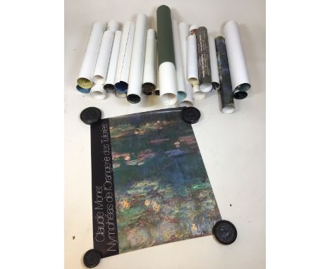 A quantity of 20+ art exhibition posters, including Monet and Cezanne, Klimt and Constable et al. Reproduction of an 18th cen