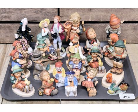 A Tray of collectable German figurines; Hummel figures, German porcelain &amp; others