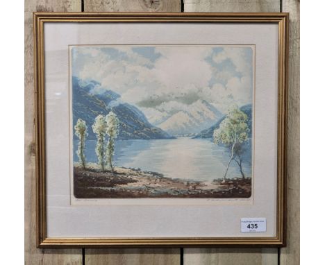 Robert Herdman Smith [1879-1945]Original coloured etching titled "Loch Lubnaig"[Frame- 36x39cm]