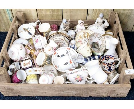 A Crate of collectables; Royal crown derby posies porcelain. Shelley Art Deco cup n Saucer, Royal Albert cups &amp; Saucer &a