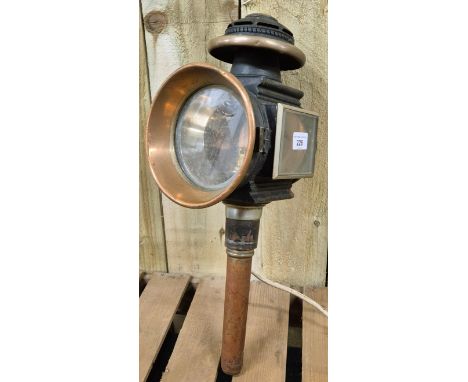 19th century coach lantern- converted to electric. [48cm length] 