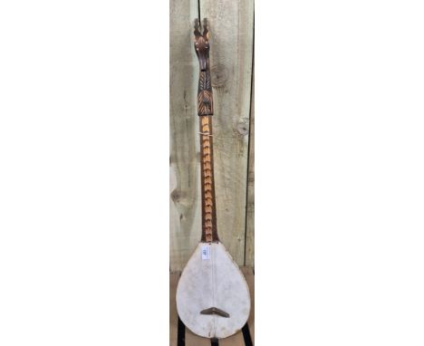A Vintage Hand Carved Bulkan Gusle String Instrument [93cm height] 