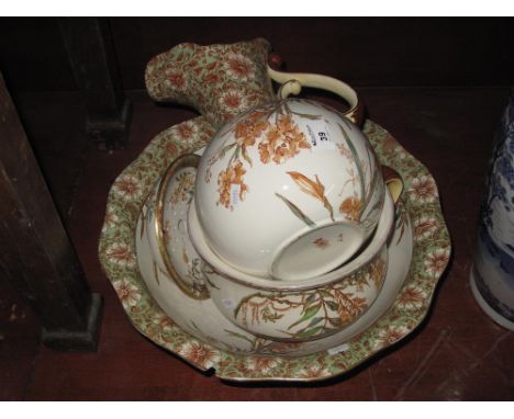 Tilton Berslem Mona pattern jug and basin together with chamber pot, toothbrush holder, soap stand.