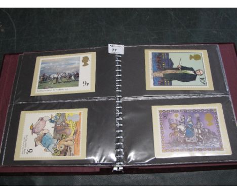 Great Britain range of First Day Covers in three albums and album of Post Office cards.