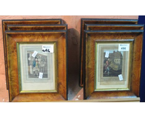 A group of 18th Century 'Cries of London' type portrait studies, sparsely coloured engravings, modern frames.  (6)