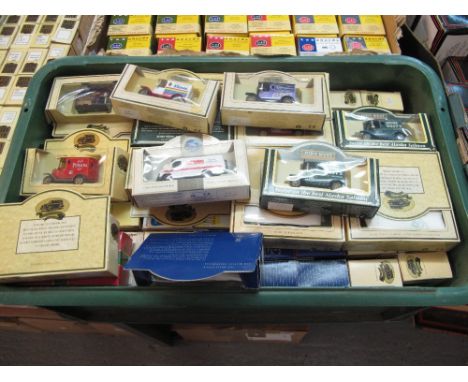 Large box of assorted promotional boxed diecast model vehicles to include 'days gone, 'John West' Lledo, etc.(approx 60)