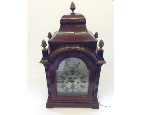 A George II mahogany cased bracket clock by Anthony Marsh, the silvered break arched dial signed Anthy Marsh opposite Y bank 