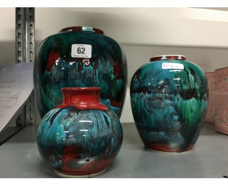 Three Poole Pottery Living Glaze vases.