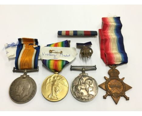 A pair of WWI General Service medals awarded to K. 38933 W. Moore, First Stoker Royal Navy together with two others awarded t