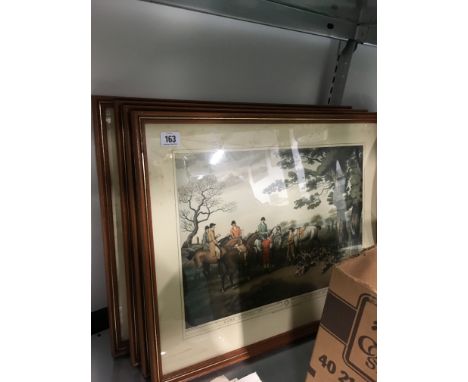 A set of four wood framed and glazed Hunting prints.