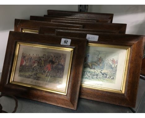 A set of eight framed and glazed hunting prints.