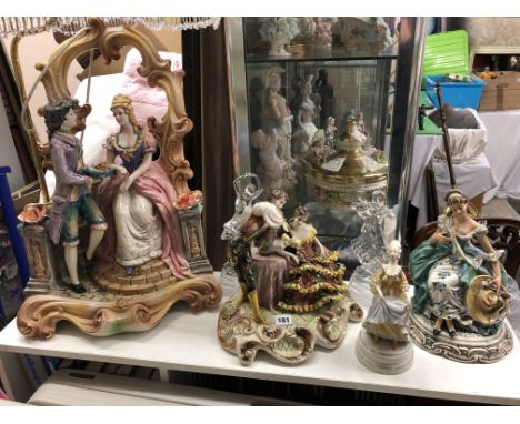 NOVE ITALIAN COURTING COUPLE FIGURAL LAMP AND OTHER TYPE FIGURE GROUPS