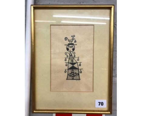 JAPANESE AND WOOD BLOCK PRINT OF A CHRISTMAS TREE SIGNED IN PENCIL F/G 12 X 18CM APPROX