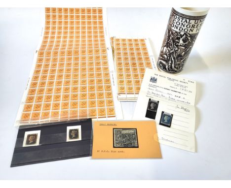 A collection of stamps (two Penny Black and a Two Penny Blue), a Postal Union Congress (P.U.C) £1, a fine used example, with 