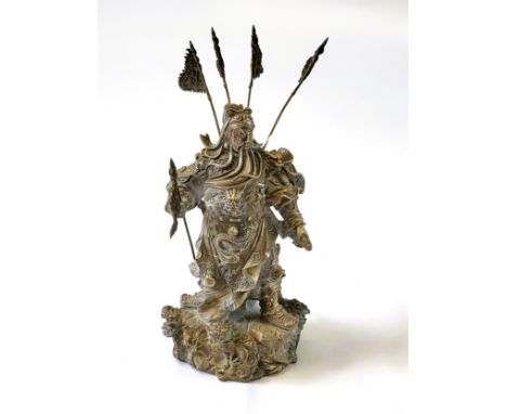 A brass statue of Chinese warrior, Guan Yu 30cm.