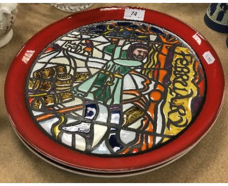 A Poole Pottery Medieval Calendar Series plate "February" issued 1972, designed by Tony Morris, limited edition No'd. 128/100
