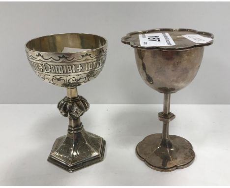 A Victorian silver travelling Communion chalice and paten (by Charles Reily and George Storer , London, 1849) together with a