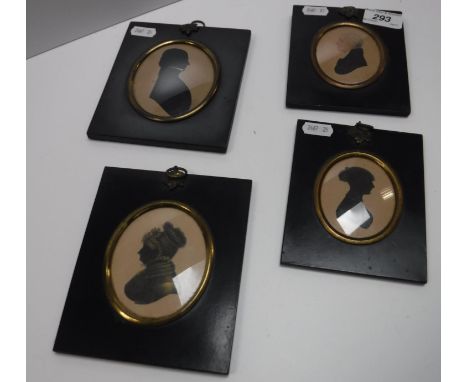 19TH CENTURY ENGLISH SCHOOL “Mrs. Stotherd at Malden“, silhouette study heightened with gold, together with 19TH CENTURY ENGL