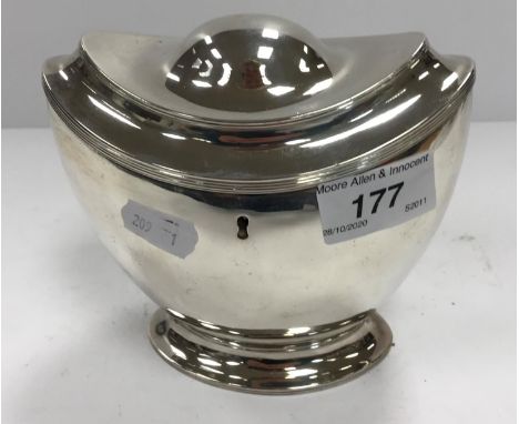 A 19th Century Dutch tea caddy of urn form, raised on an oval foot, 10.01 oz CONDITION REPORTS Over all condition good.  Ligh