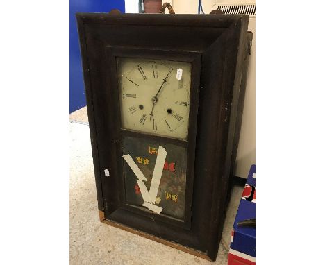 An American style drop dial wall clock in leather case, together with two boxes of sundry items to include two brass Turkish 