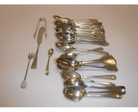 A collection of 22 various 19th and 20th Century silver tea and coffee spoons, various dates, designs and makers together wit