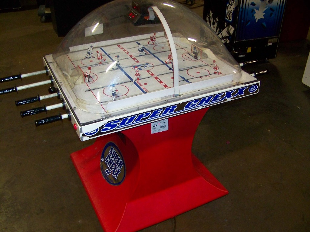 SUPER CHEXX BUBBLE HOCKEY ARCADE GAME I.C.E. Item is in used condition