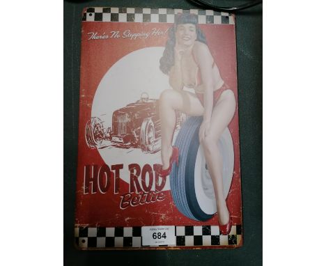 A VINTAGE STYLE METAL 'HOT ROD' SIGN 