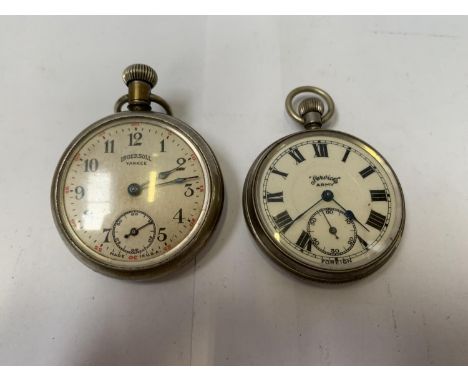 TWO POCKET WATCHES TO INCLUDE ONE INGERSOLL YANKEE AND ''SERVICES'' ARMY DESIGN 