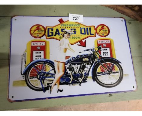 A VINTAGE STYLE 'GAS &amp; OIL' METAL SIGN 