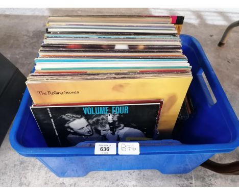 A BOX OF ASSORTED RECORDS, ROLLING STONES ETC 