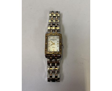 A LADIES RAYMOND WEIL WRIST WATCH WITH MOTHER OF PEARL DIAL 