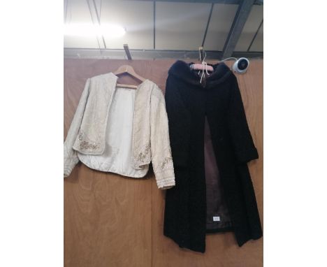 A VINTAGE LADIES SEQUIN DETAIL JACKET AND FURTHER VINTAGE LADIES LONG COAT (2) 