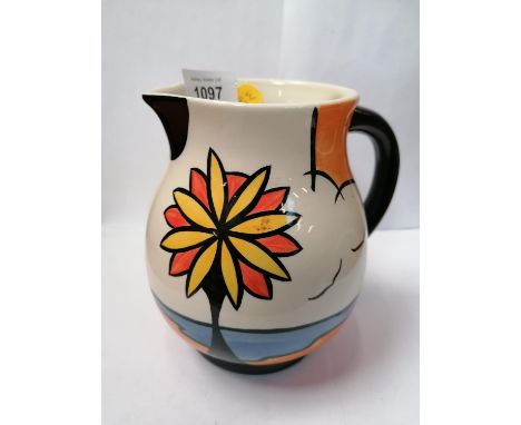 A CERAMIC OLD ELLEGREABE POTTERY - THE LORNA BAILEY RANGE, HAND PAINTED BEACH PATTERN JUG 