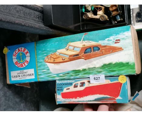 A VINTAGE SCALEX BOAT CRUISER AND SMALLER BOXED EXAMPLE 