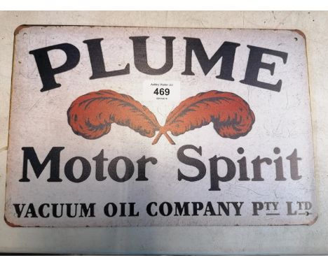 A VINTAGE STYLE METAL 'PLUME MOTOR SPIRIT' SIGN 