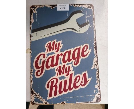 A VINTAGE STYLE 'MY GARAGE MY RULES' METAL SIGN 