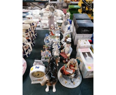 A MIXED COLLECTION OF CERAMIC FIGURES, CONTINENTAL FIGURES ETC 
