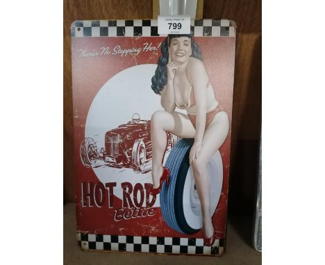 A VINTAGE STYLE METAL 'HOT ROD' SIGN 