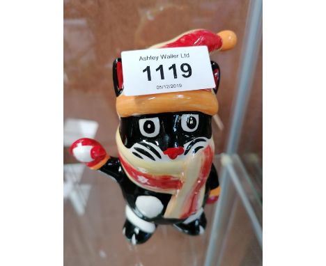 A LORNA BAILEY CERAMIC SNOWBALLING CAT FIGURE 